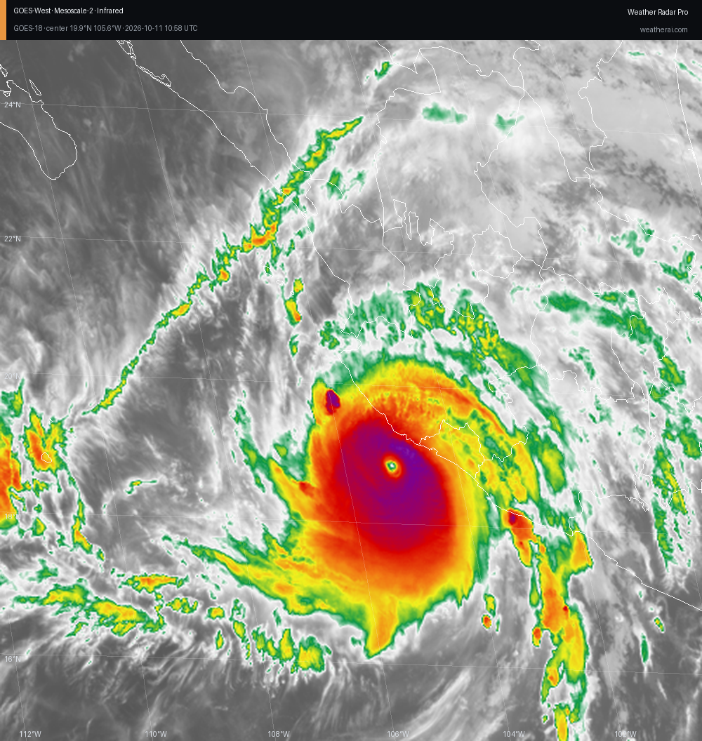 GOES-18 Infrared satellite imagery of Simon