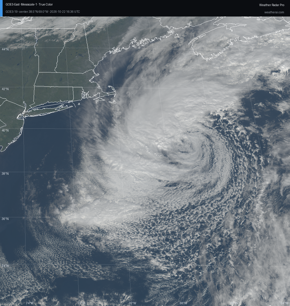 GOES-19 True Color satellite imagery of Josephine