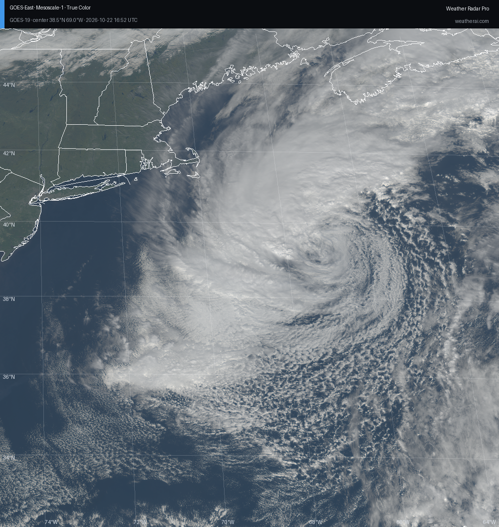 GOES-19 True Color satellite imagery of Josephine
