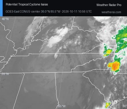 GOES-19 Infrared satellite imagery of Isaias