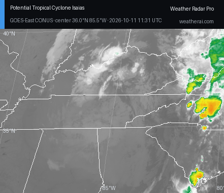 GOES-19 Infrared satellite imagery of Isaias