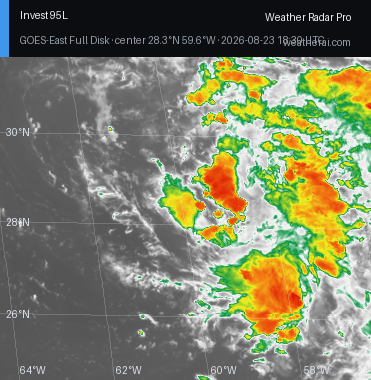 GOES-19 Infrared satellite imagery of Invest 95L