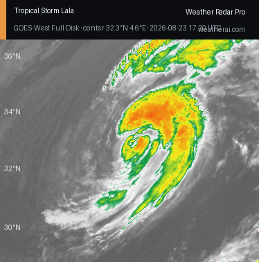 GOES-18 Infrared satellite imagery of Lala