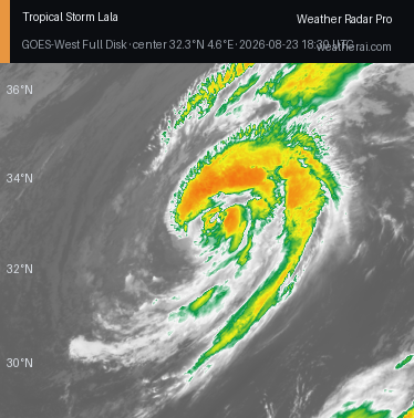 GOES-18 Infrared satellite imagery of Lala