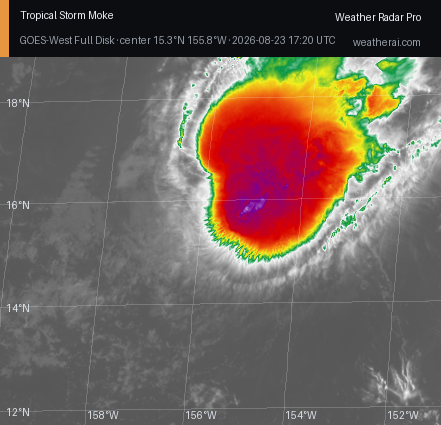 GOES-18 Infrared satellite imagery of Moke