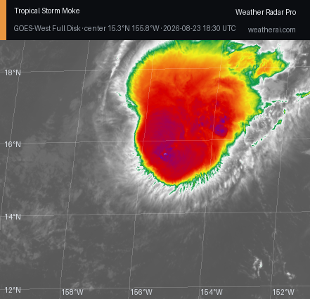 GOES-18 Infrared satellite imagery of Moke