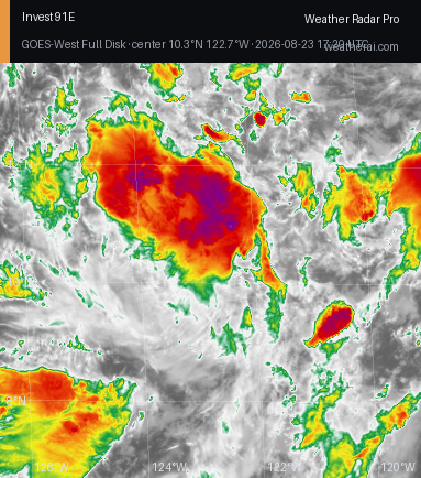 GOES-18 Infrared satellite imagery of Invest 91E