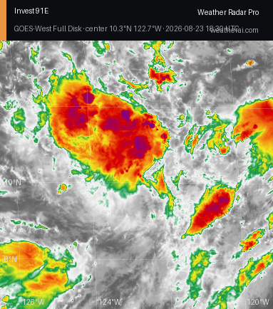 GOES-18 Infrared satellite imagery of Invest 91E