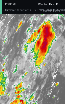 Himawari-9 Infrared satellite imagery of Invest 98I
