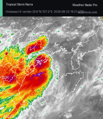 Himawari-9 Infrared satellite imagery of Narra