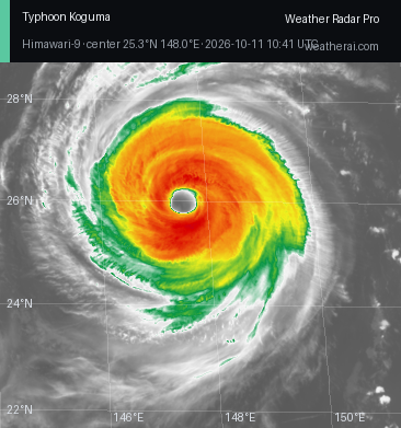 Himawari-9 Infrared satellite imagery of Koguma