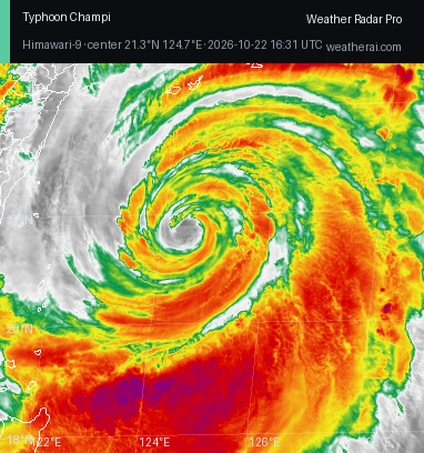 Himawari-9 Infrared satellite imagery of Champi