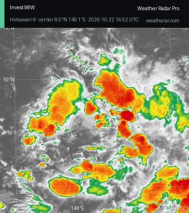 Himawari-9 Infrared satellite imagery of Invest 98W